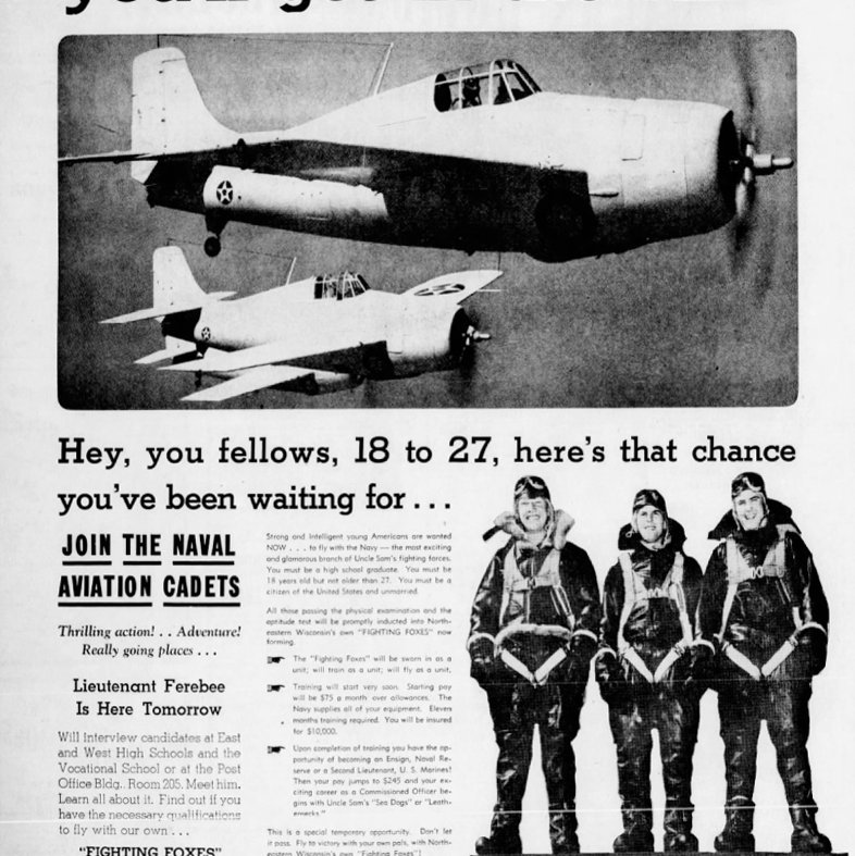 1942May27 Green Bay Press Gazette full page recruitment ad