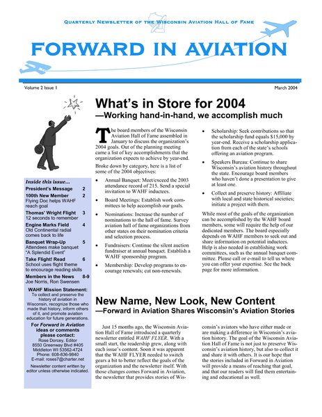 Forward in Aviation March 2004 - Volume 2, Issue 1