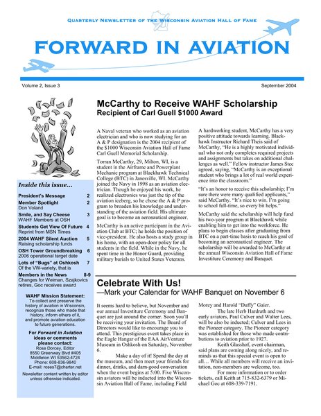 Forward in Aviation September 2004 - Volume 2, Issue 3