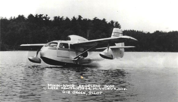GIB GREEN The Seabee that Gib flew off of Lake Minocqua until influential summer residents persuaded the town board to ban it from the local lakes. The ordinance put Gib out of business and ended his career as a pilot.