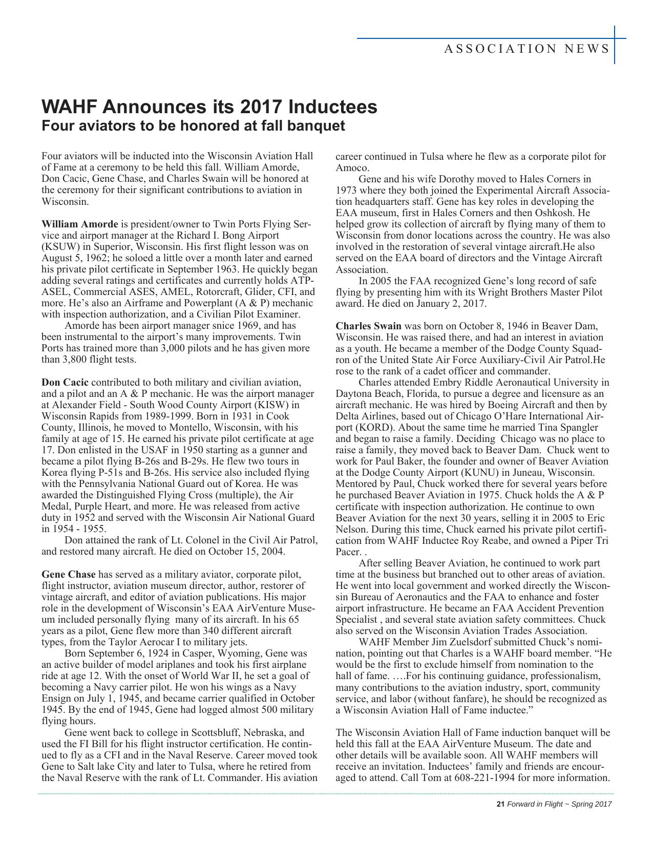 Forward in Flight - Spring 2017 -  Page23