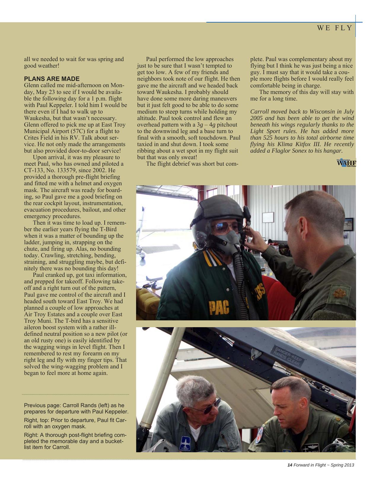 Forward in Flight - Spring 2013 -  Page15